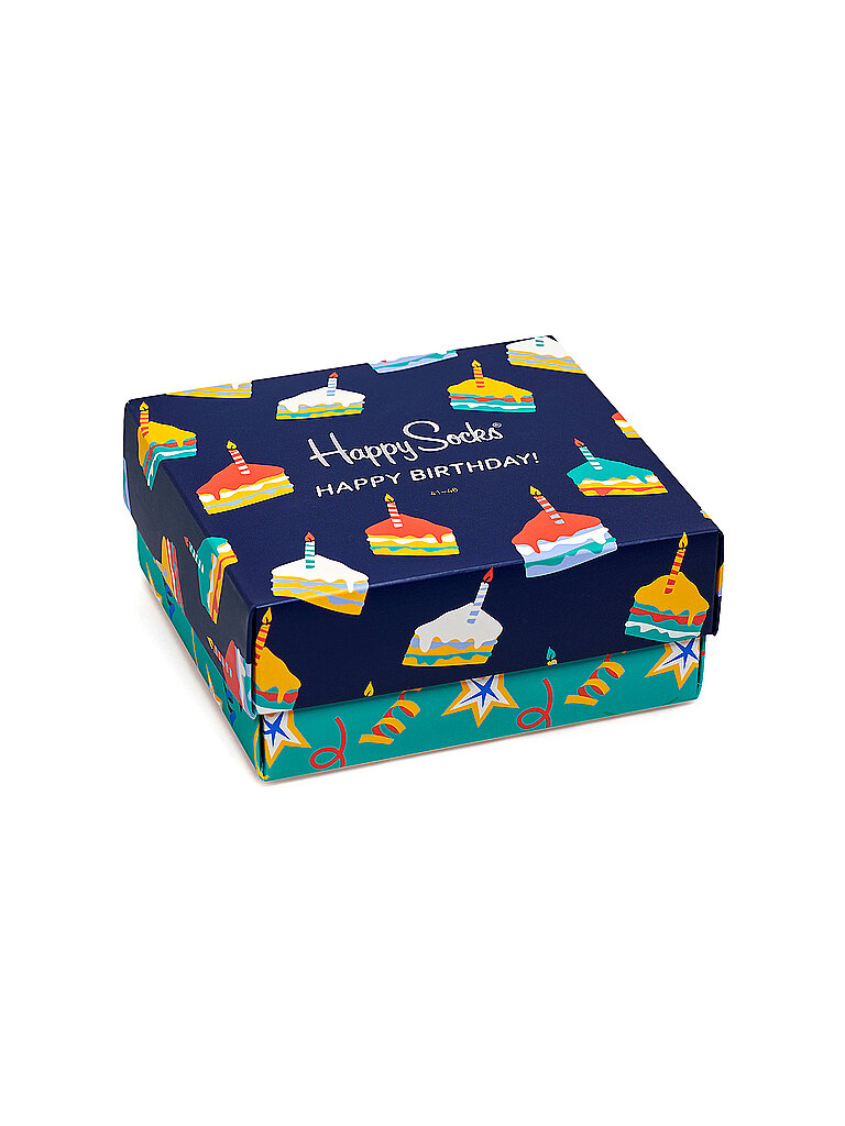 HAPPY SOCKS Herren Socken Geschenkbox BIRTHDAY CAKE 41-46 2er Pkg. dark blue / navy dunkelblau